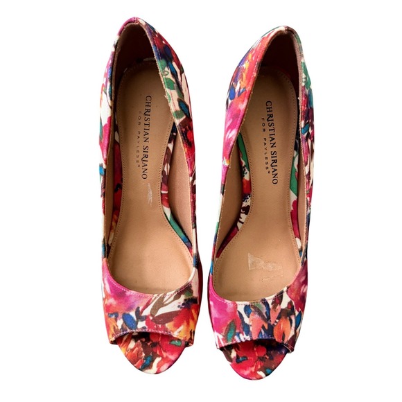 Christian Siriano for Payless Shoes - Christian Siriano for Payless Floral Peep Toe Multicolor Stiletto Heels 8.5